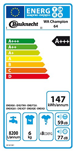 Bauknecht WA Champion 64 Waschmaschine FL / A+++ / 147 kWh/Jahr / 1400 UpM / 6 kg / 8200 L/Jahr / Startzeitvorwahl /Unterbaufähig / weiß - 2