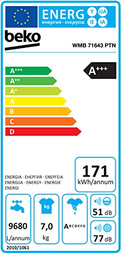 Beko WMB 71643 PTE Frontlader Waschmaschine / A+++ A / 0.749 kWh / 1600 UpM / 7 kg / 41 L / Pet Hair Removal / Watersafe / weiß - 2