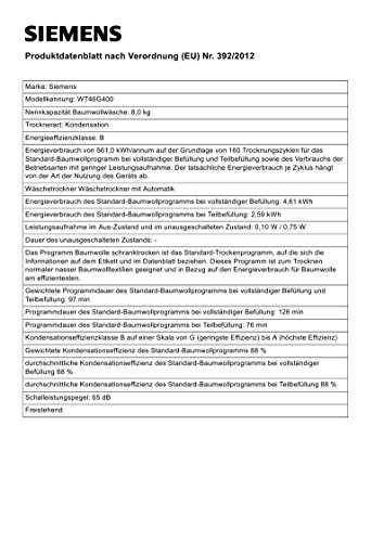 Siemens WT46G400 iQ500 Kondensationstrockner